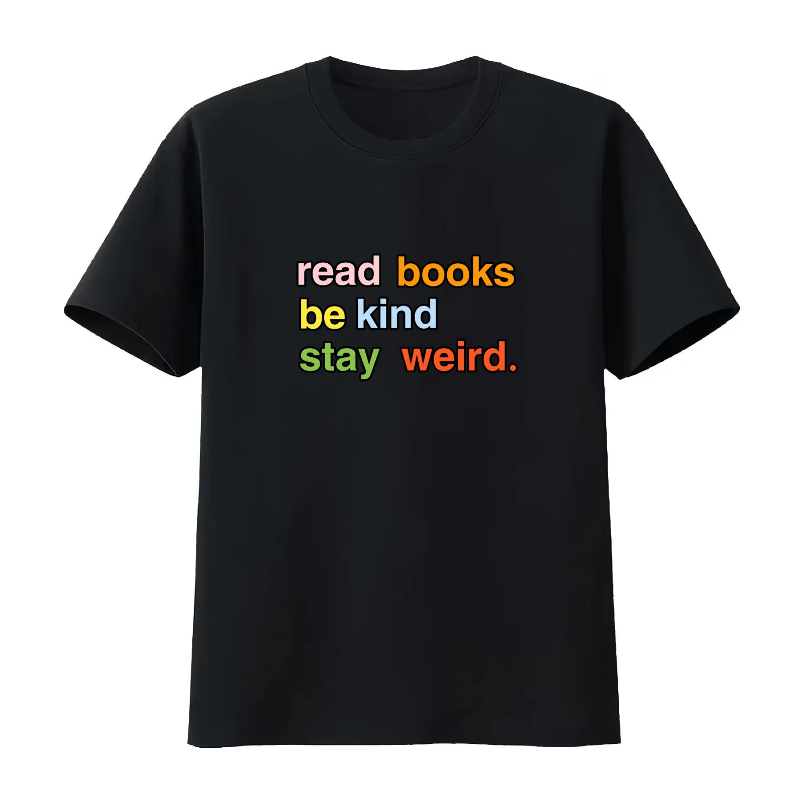 s Read Books Be Kind Stay Weird Funny Book Lover Vintage T-Shirt Summer Casual Cotton Tee Oversized Streetwear Tops