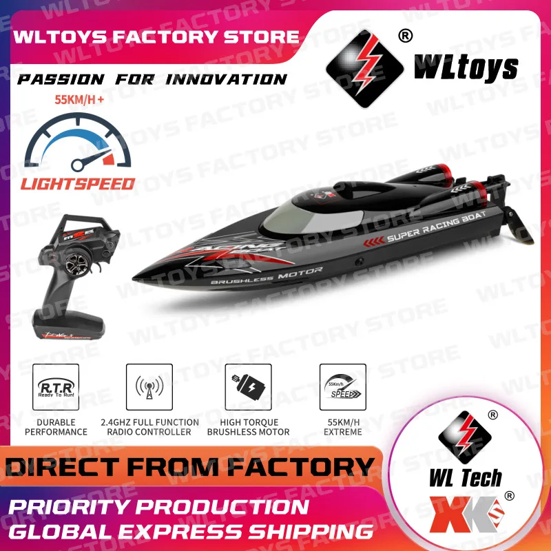 Weili Wl916 Remote Control Brushless High-speed Boat Anti Rollover Low Telegraph Alarm With Light Fast Boat Toy