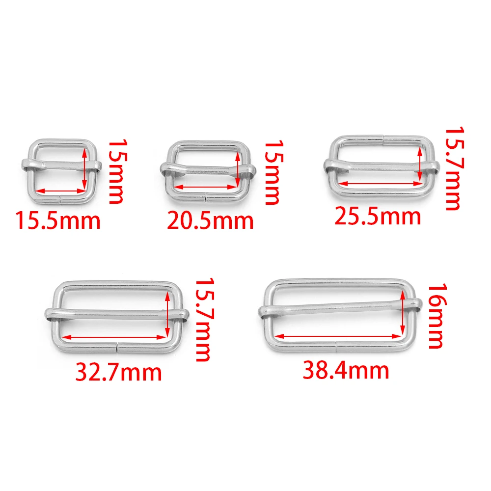 10Pcs 15-38mm Metal Buckle for Bags Strap Tri-glides Roller Pin Buckles Dog Collar Adjuster Hook Clasp DIY Hardware Accessoies