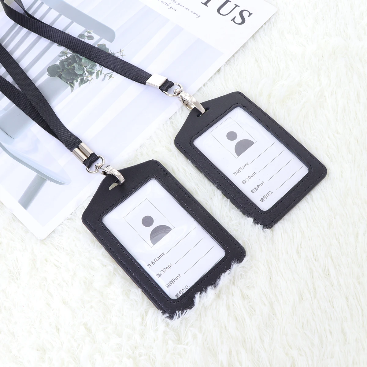 

2pcs Passport Holder Waterproof Card Lanyard Staff ID Badge Holders Portable Travel Use Plastic