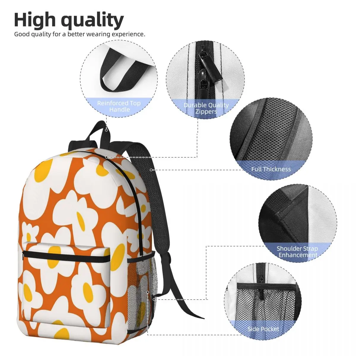 Delicate Vintage Floral Print Backpack Boys Girls BookBag Kids School Bag Computer Shoulder Bags for Men Women