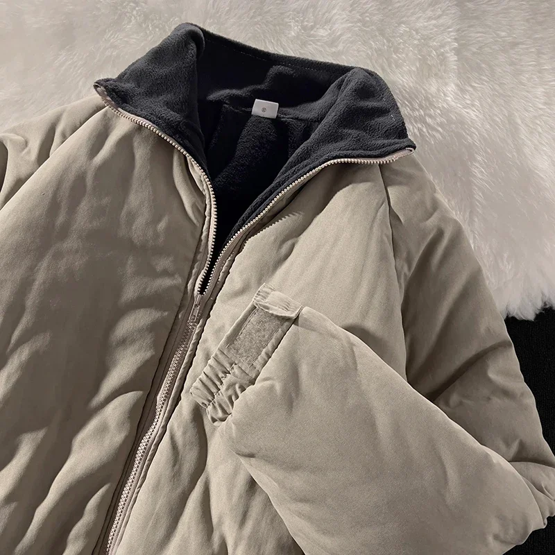 Japan Standing Collar Padded Jacket Vintage Cityboy Men's Plush