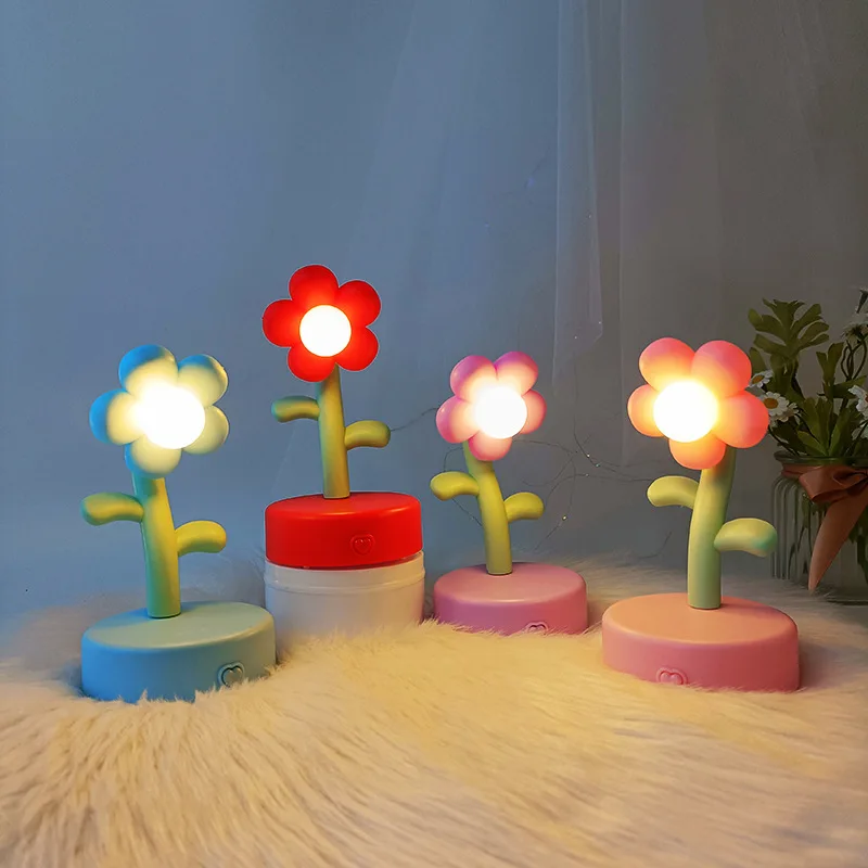 

New Sweet And Lovely Little Fresh Ins Flower LED Luminous Table Lamp Romantic Small Night Light Kids Birthday Christmas Gifts