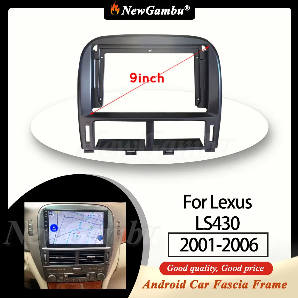 NewGambu 9 Inch Car Radio FIT For Lexus LS430 2001-2006 Frame ABS PC Plastic Fascia Dashboard