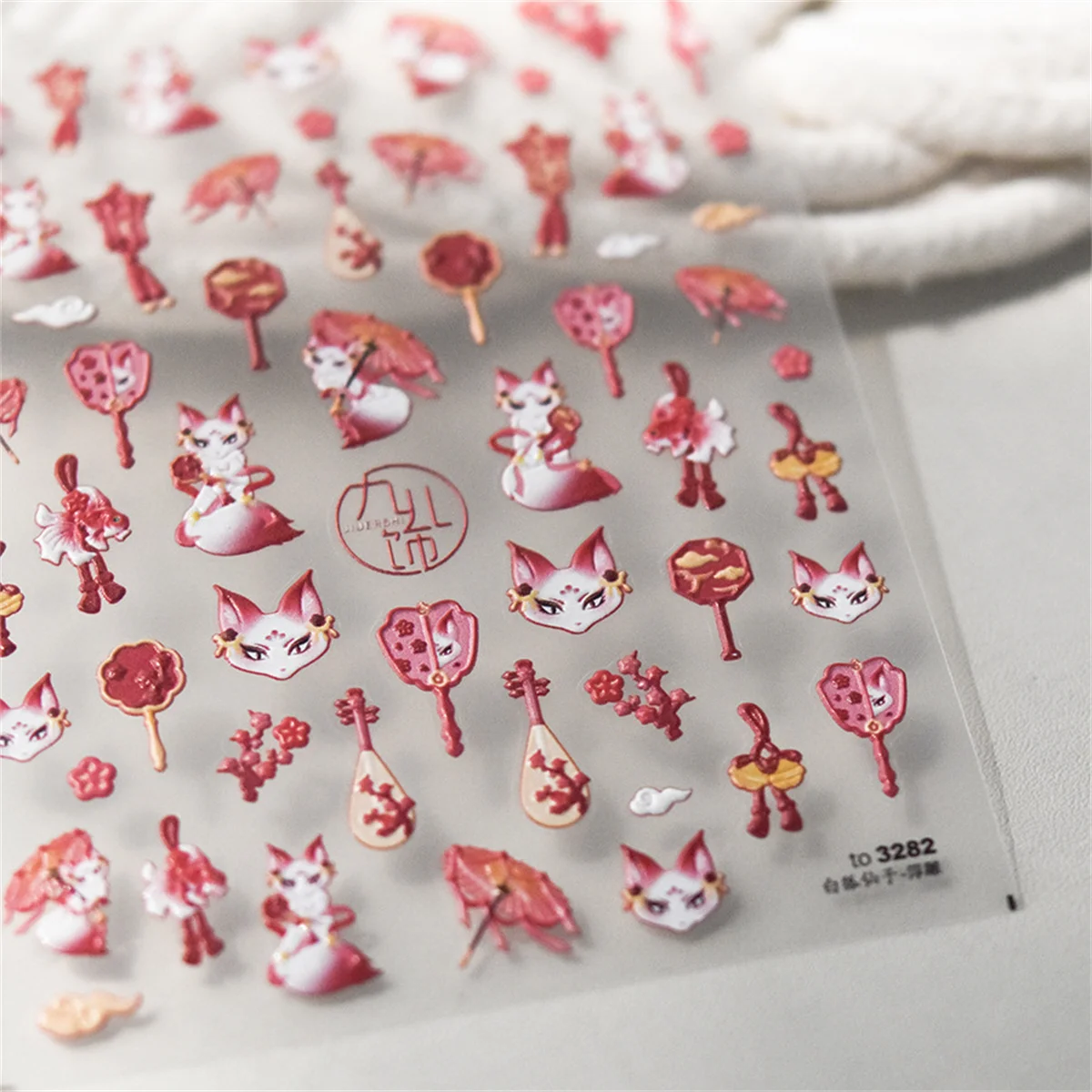 ملصقات حيوانات كرتونية ذاتية اللصق ، خماسية الأضلاع ، كاواي ، فوكس ، فن الأظافر ، ديكورات الأظافر ، شارات منزلقة ، تصنعها بنفسك ، يابانية ، 1 * *