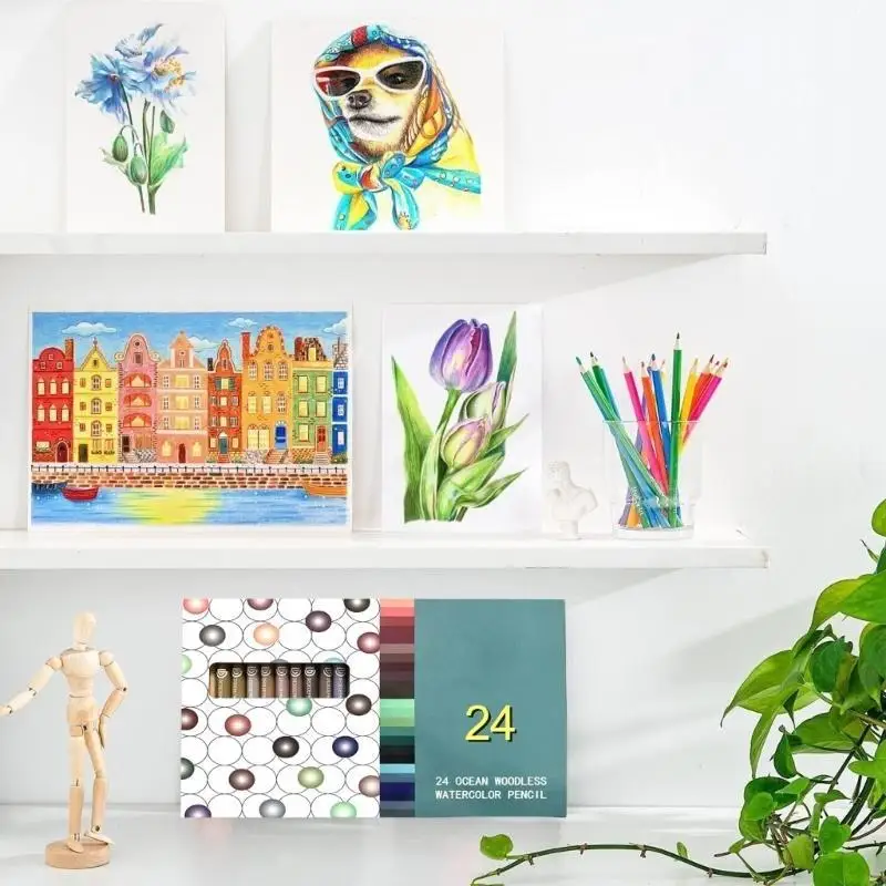 

24-цветные бездеревянные цветные карандаши для художника, изготовление детских карточек, раскраска, для раскрашивания, живопись, художественные иллюстрации, изготовление карточек