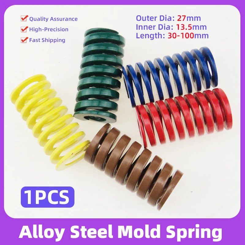 

Creamily 1PCS Mold Spring Compression Spring Loading Die Springs OD 27mm ID 13.5mm L30-100mm Yellow/Blue/Red/Green/Brown