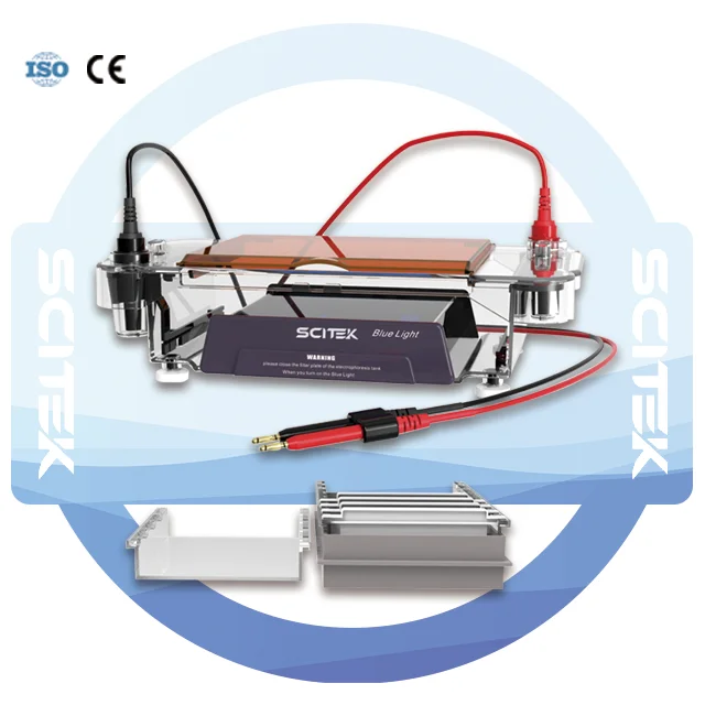 

800 мл буферный горизонтальный резервуар для электрофореза Устройство контроля синего света в реальном времени