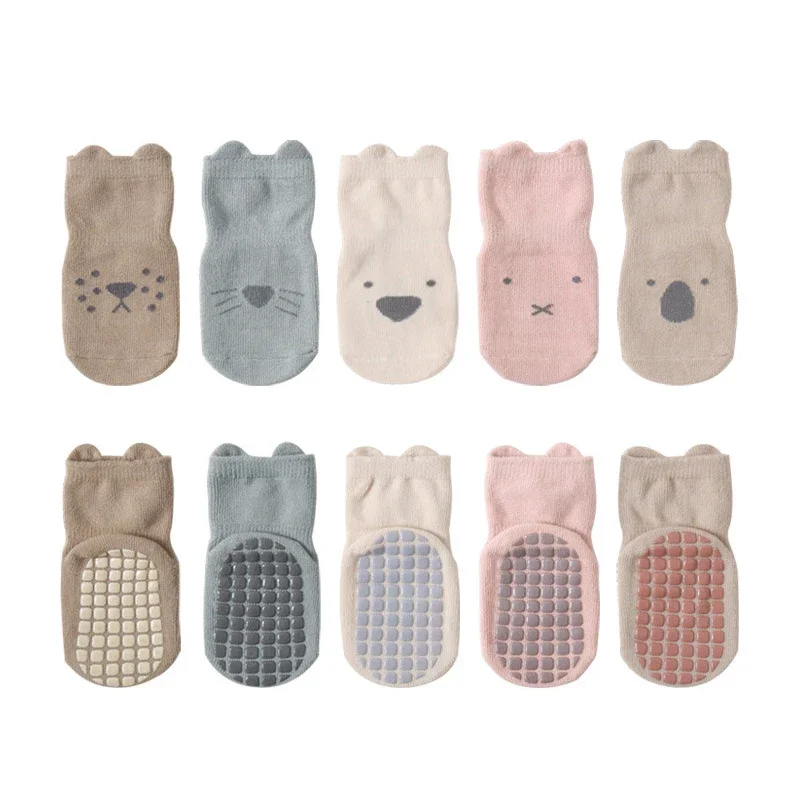 

5 Pairs Infant Newborn Baby Anti-Slip Socks For Girls and Boys Accessories Toddler Cute Cartoon Floor Stockings