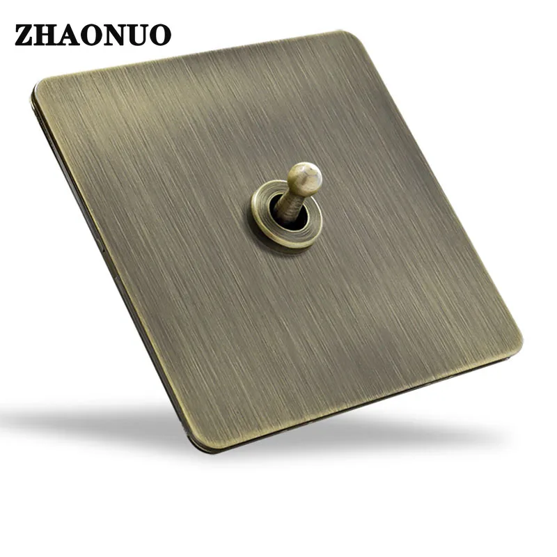 

Wall Light Toggle Switch 86 Type 1-4 Gang 2 Way Green Bronze Brushed Stainless Steel Panel Switch