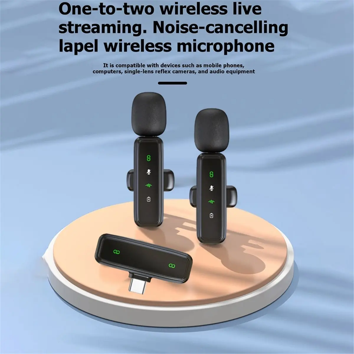 Wireless Lavalier Lapel Microphone Portable Noise Reduction Vlog Live for Audio Video Recording Plug and Play