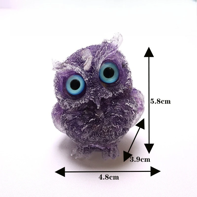 Dropping Glue Owl Resin Animal Crystal Crushed Stone Home Decoration Craft Souvenir Gift Giving Gift Handmade Desktop Ornaments