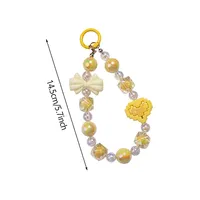 Acrylic Color-Plated Heart Keychain Cute Flower Beaded Keyring Bag Pendant Charms Earphone Case Decoration Accessories
