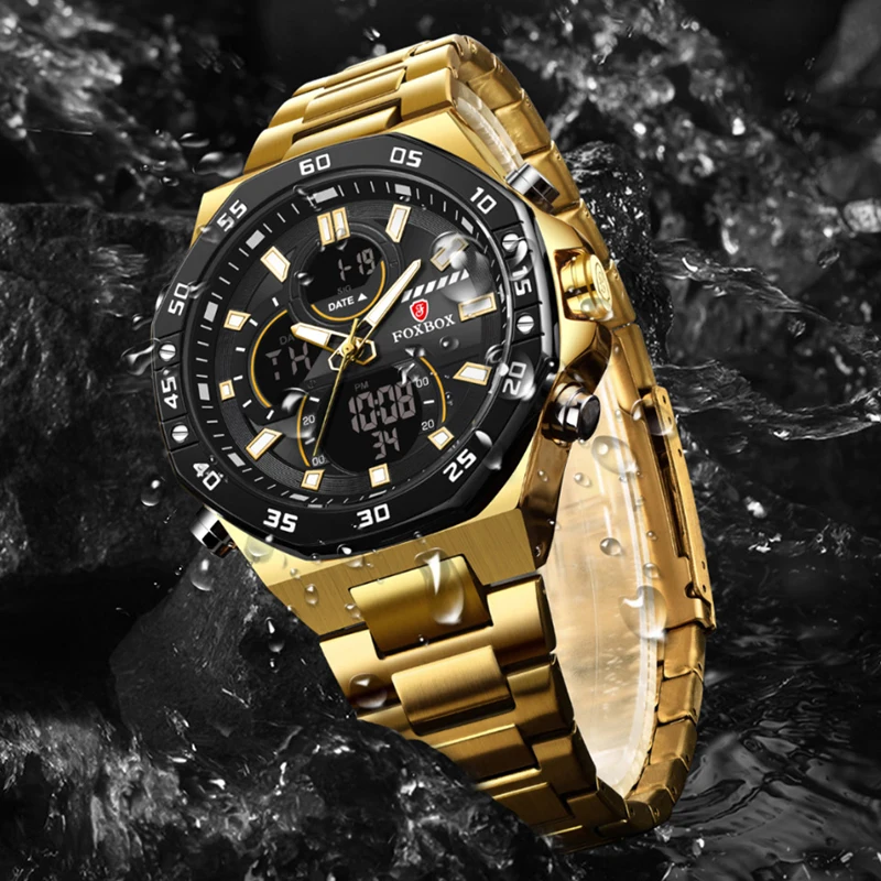 LIGE Dual Display Watches For Men Fashion Business Waterproof Watch Men Top Brand Luxury Sport Quartz Chronograph Reloj Hombre