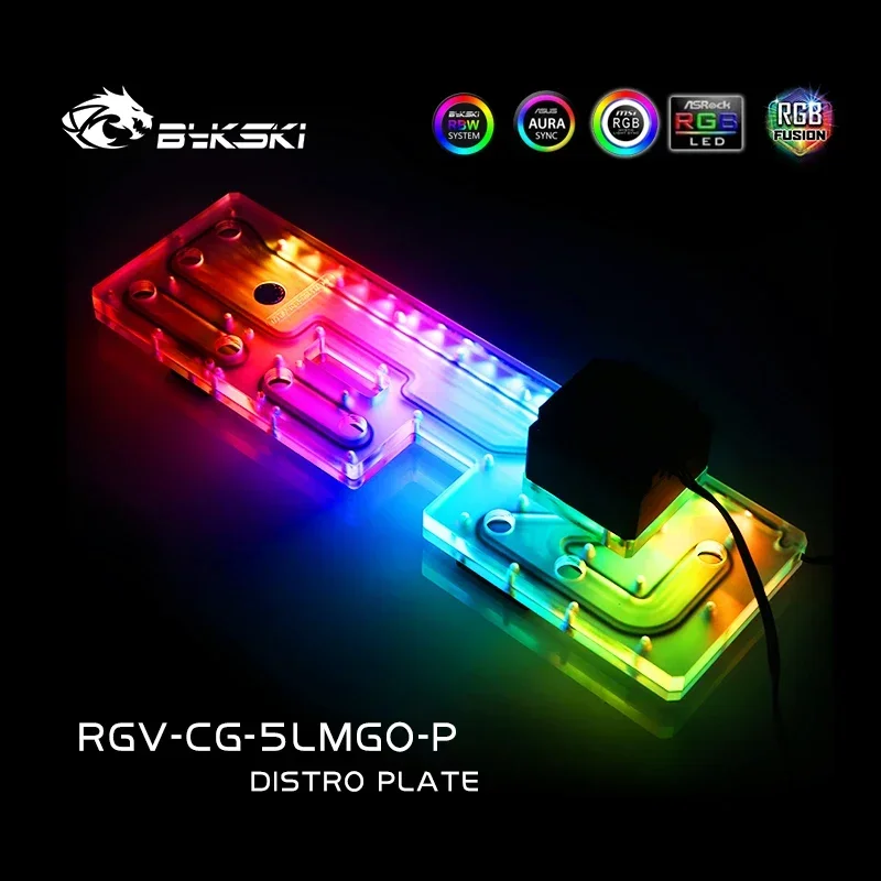 Bykski Distro Plate For COUGAR Blazer Case, Water Cooling Acrylic Reservoir Pump,12V/5V RGB SYNC, RGV-CG-5LMGO-P