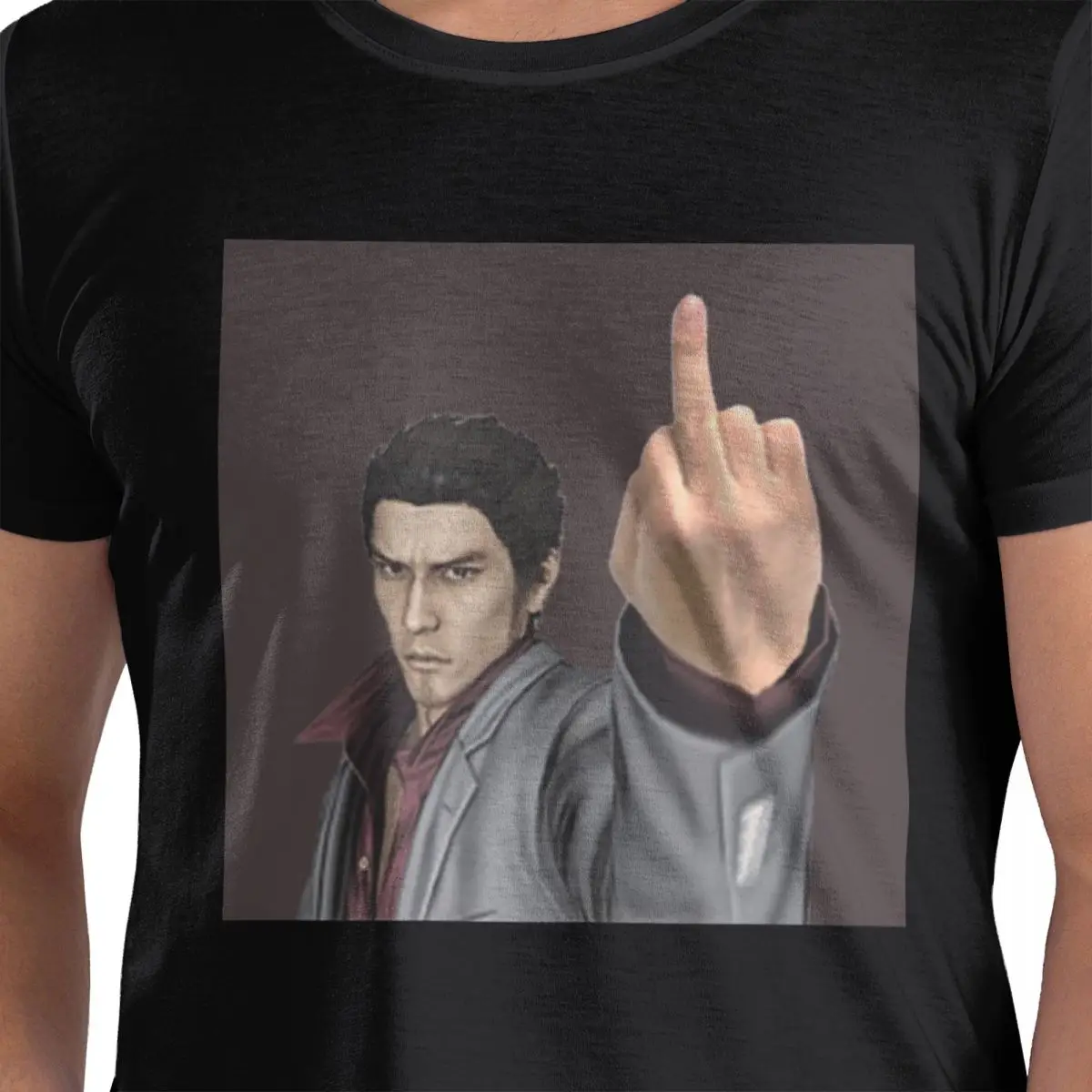 

Kazuma Kiryu футболка из 100% хлопка со средним пальцем, мужские модные футболки, мужские футболки с круглым вырезом и коротким рукавом, S-6XL