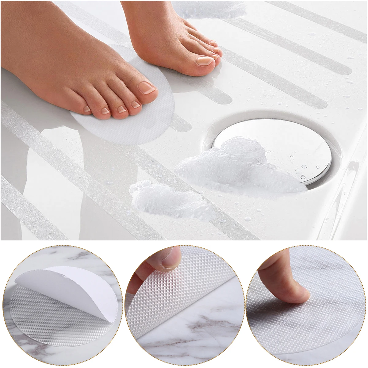 

30Pcs Round Non-Slip Bathtub Stickers Waterproof Peva Adhesive Bathroom Tub Safety Decals for Slippery Surfaces