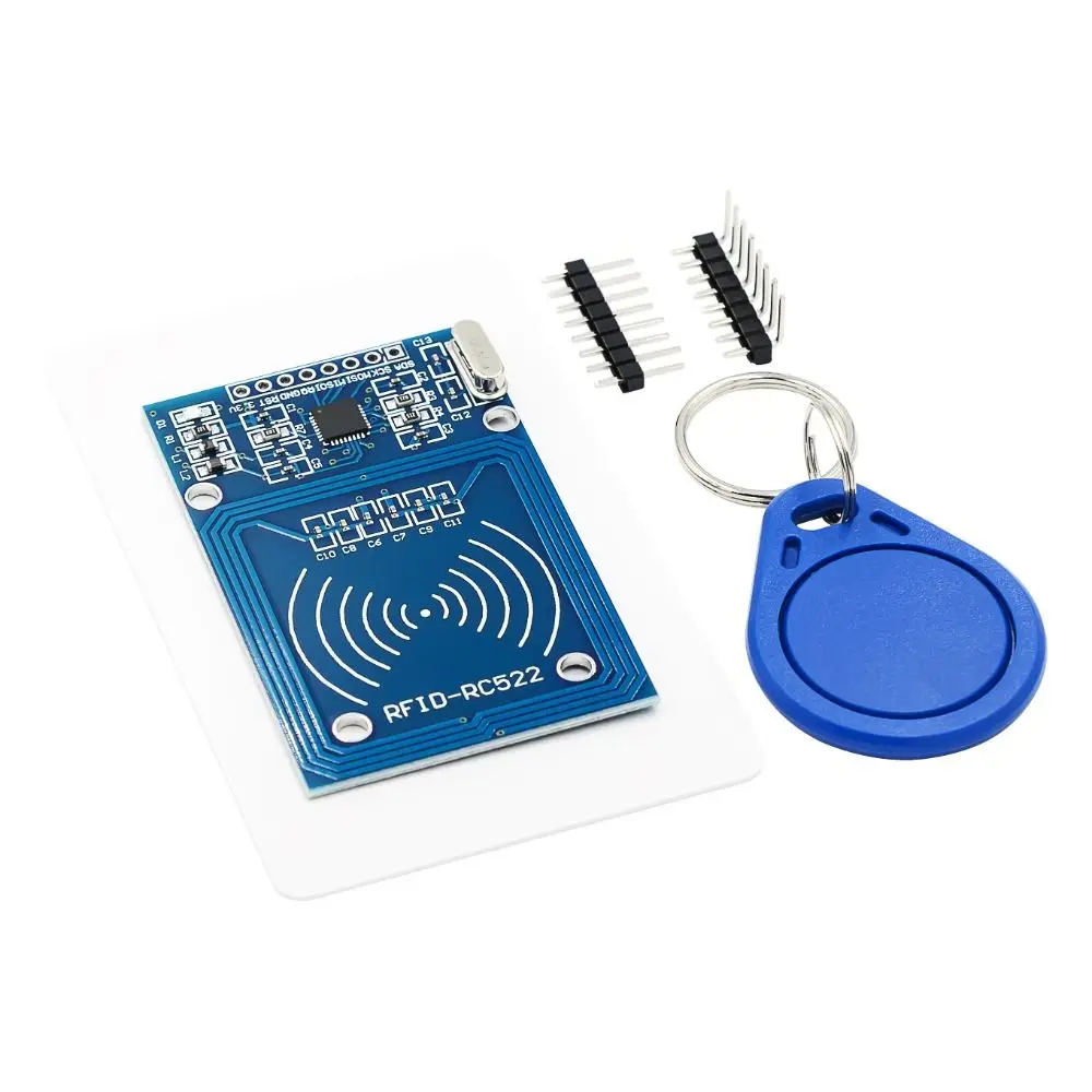 Juego completo de lector y escritor SPI rectangular, antena de MFRC-522, módulo RFID estándar S50, llave IC, tarjeta en blanco