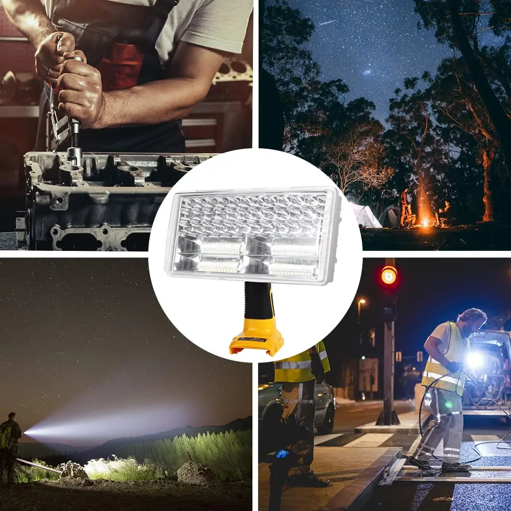 Work Light for Dewalt 20V Max Lithium-ion Battery 40W 4200LM Flashlight with USB Port Zinc Alloy LED Work Light for Emergencies