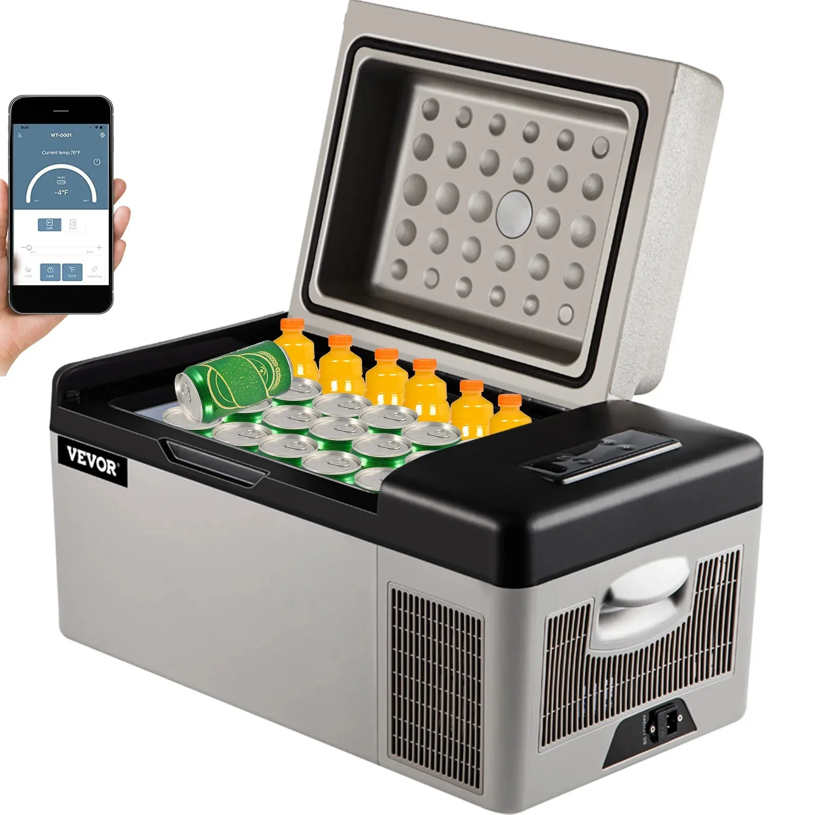 Een must-have voor camperkamperen, buitenfeesten en picknicks: 20L mini-compressor koelbox, draagbare autokoelkast/vriezer, 12/24V DC 230V AC gekoelde container, perfecte opslag voor voedsel, fruit en