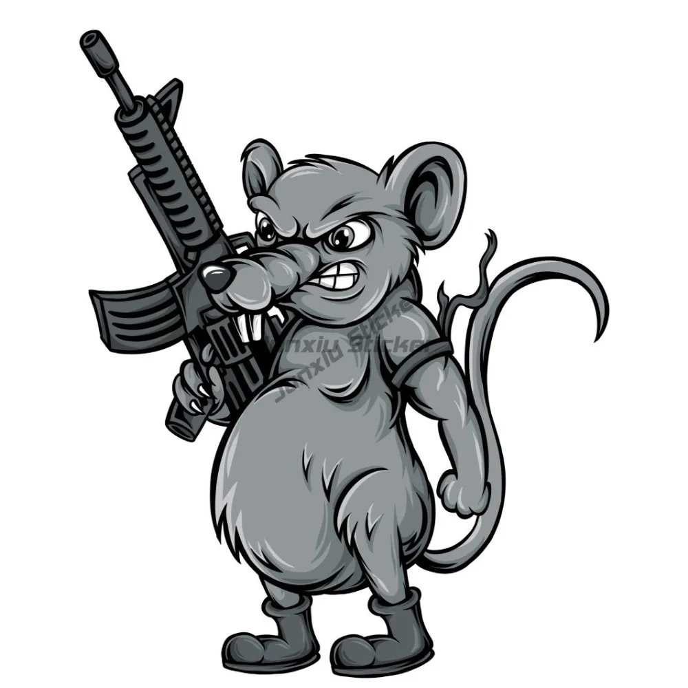 Rambo Mouse Sticker Military Rodent Exterminator Rat Machine Gun Laptop Cool Luggage Decals Stickers Camping