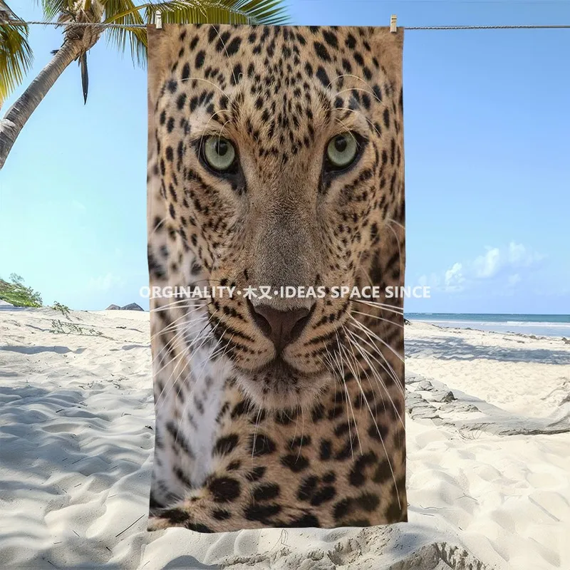 

Wild Leopard Print Beach Towel Patterned Sunscreen And Windproof Suitable For Swimming Pool Camping Travel