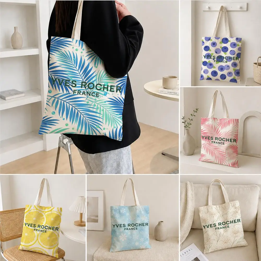Designer Print Canvas Tote Bag beauty Yves Rocher Storage Bags Trendy Fashion Pattern Streetwear Shoulder Bag Shopping Handbag