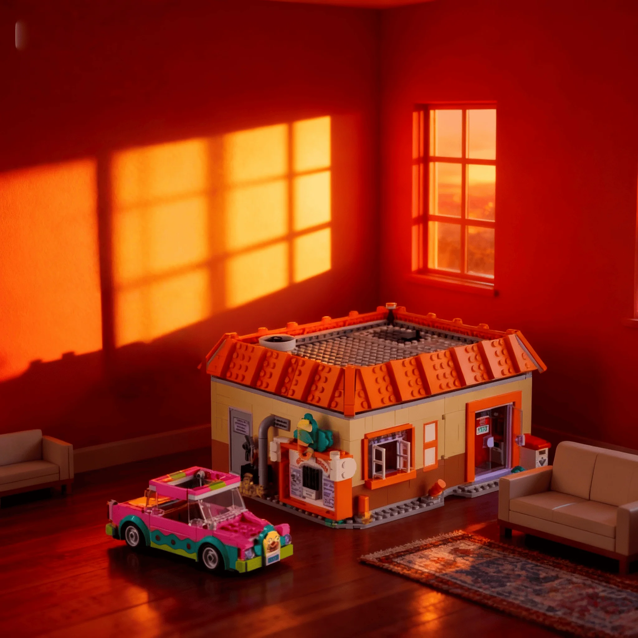 

Decoración del hogar 1635pcs2026 nuevo modelo de restaurante de hamburguesas MOC city street view regalos creativos de vacacione