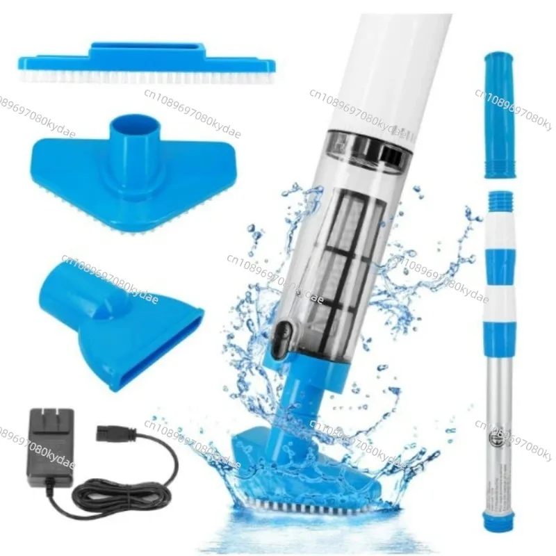 Electric Pool Vacuum Cleaner Rechargeable Handheld Pool Floor Vacuum Cordless Pool Bottom Suction Cleaner with Brush Accessories