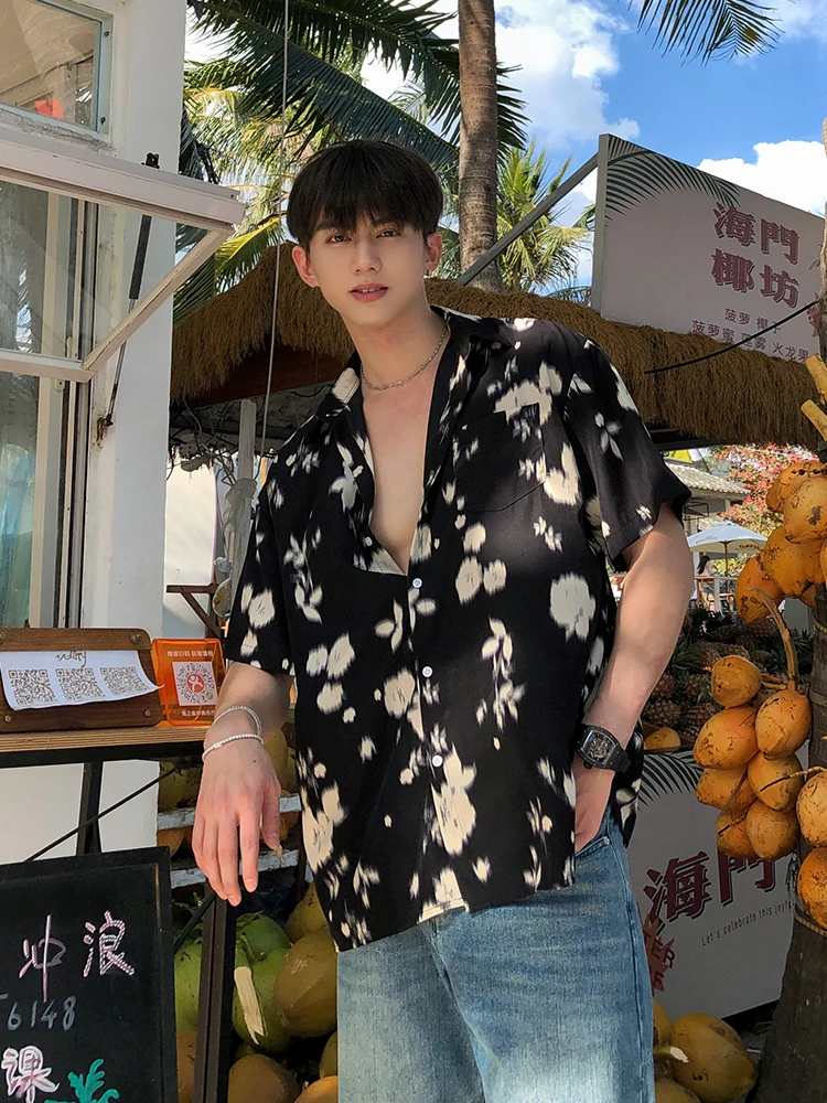 Vintage Shirts Men Beach Style Chic Floral Soft Summer All-match Loose Couple Tops Harajuku Single Breasted Clothes Retro Unisex