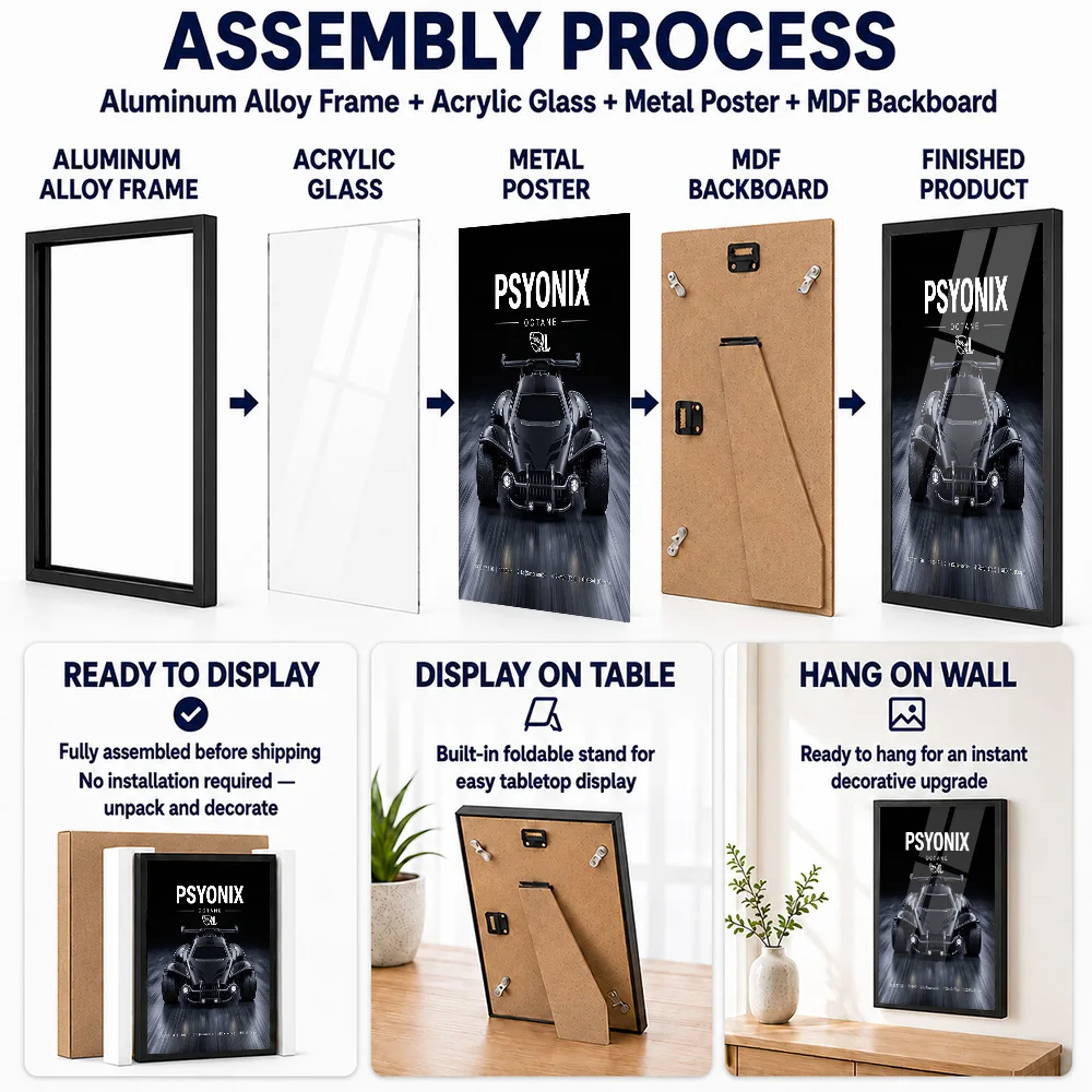 Rocket League Octane Car Metal Poster With Aluminum Alloy Frame Personalized Studio Graphic Wall Art For Home Simulator Setup
