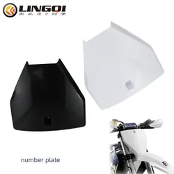 LINGQI RACING Motorcycle PP Plastic Front Number Plate Fender Cover For 110CC 125CC 150CC Chinese Husqvarna 65 Dirt Bike Parts