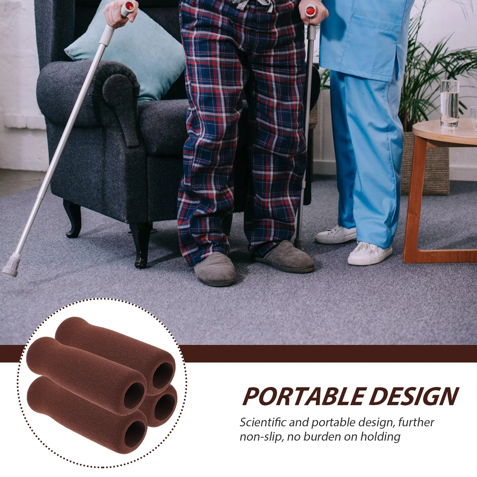 

5 Pcs Hiking Pole Crutch Grip Elderly Disabled Walking Stick Foam Crutches Anti-skid Sponge Handle Grips Cane for Seniors