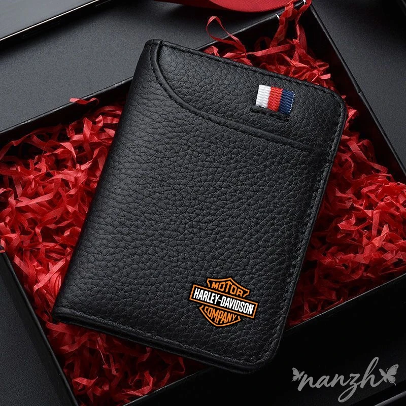 Mini Credit Card Purse Portable Small Wallet Car Emblem Soft Leather Bag For Harley Davidson Electra Glide Ultra Classic 1250