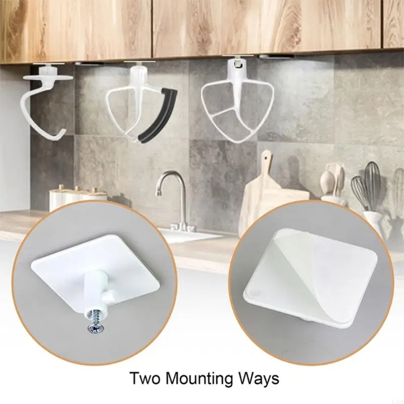 F92F 4Pcs Mixer Attachment Holder Under Cabinet Dough Hook Storage for Stand Mixer