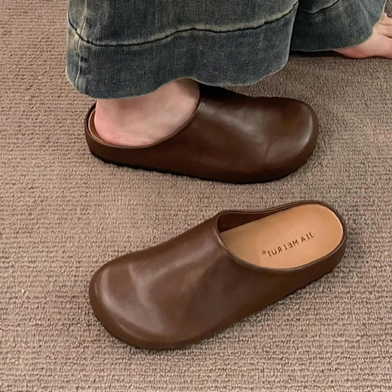 Zapatillas planas para Mujer, Zapatos cómodos con talón descubierto, vestido De moda De otoño, sandalias para Mujer, Zapatos informales para caminar, nuevos Zapatos De Mujer 2025