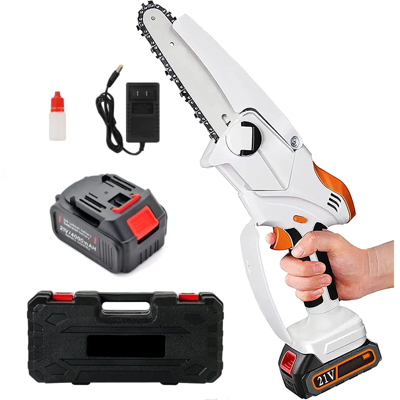 Rechargeable Battery Power Chain Saw 21v Cordless Electric Chainsaw 6 Inch For Garden Work