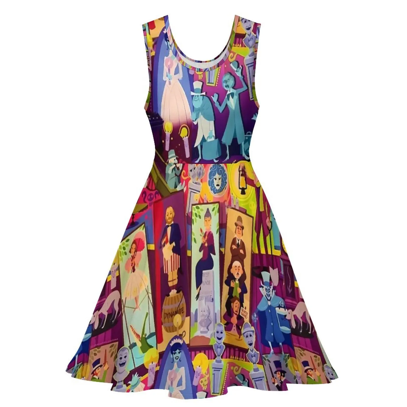 Haunted Mansion Dress Retro Mansion Collage Pretty Dresses Sleeveless Casual Design Skate Dress Summer Oversized Vestidos