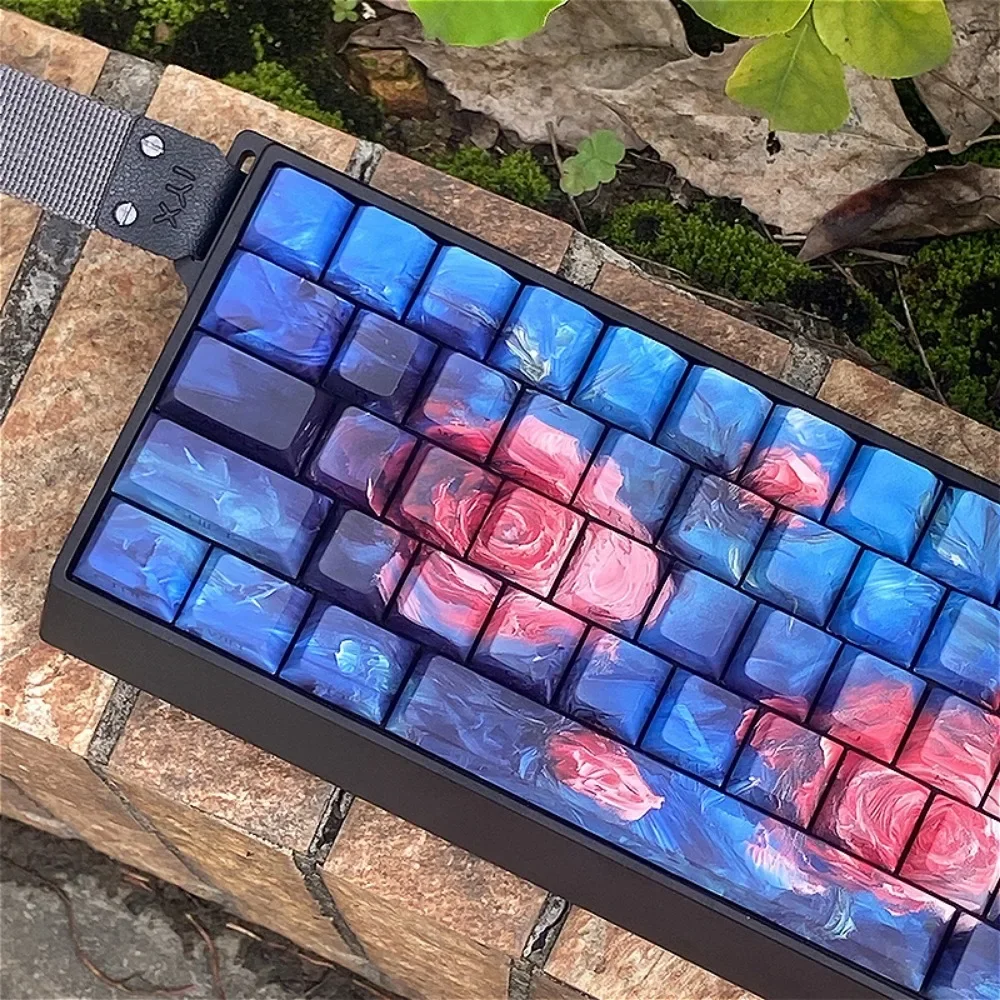 مجموعة مفاتيح الكرز 130 مفتاح Venshaw Rose Keycap مجموعة PBT لمجموعة لوحة المفاتيح الميكانيكية Mx Cherry Gateron Switch #4