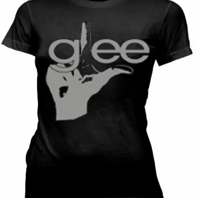 Camiseta negra con logotipo de Glee Finger para jóvenes, club de música de la escuela secundaria, programa de televisión