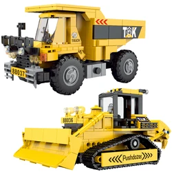 2024 City Building Bricks Engineering Construction Bulldozer Excavator Dumper Truck Model Car DIY Sets Assembly Kids Toys Gifts