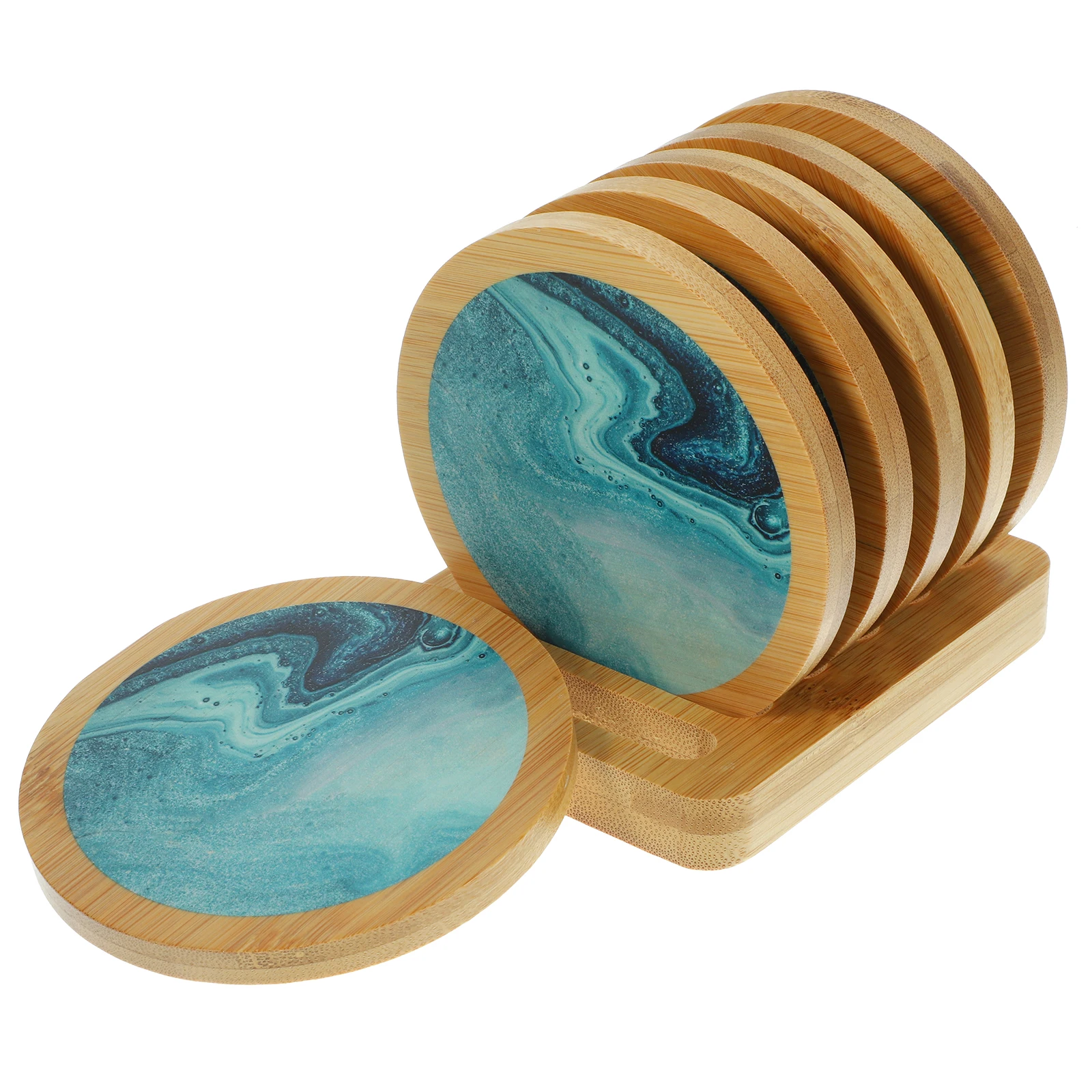 

1 set 1 Set Round Wooden Coasters Heat Resistant Cup Mats Table Drink Pads For Home Office Coffee Mugs Beer Wine Glass