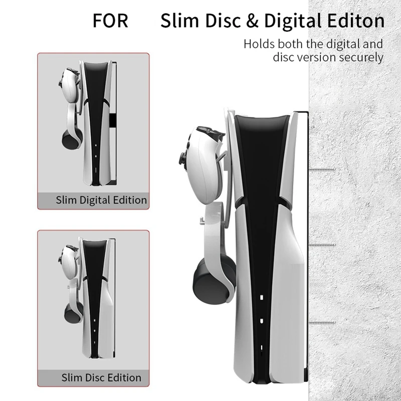 Hot For PS5 Slim Console Wall Bracket Hanging Storage Bracket With Headphone Handle Storage Rack Storage Accessories