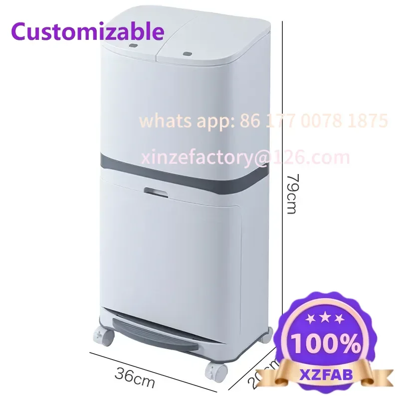

Customizable New Convenient Garbage Bucket Sorted Waste Bin with Wheel Plastic Kitchen Trash Can Corner Recycle Bin Press Open