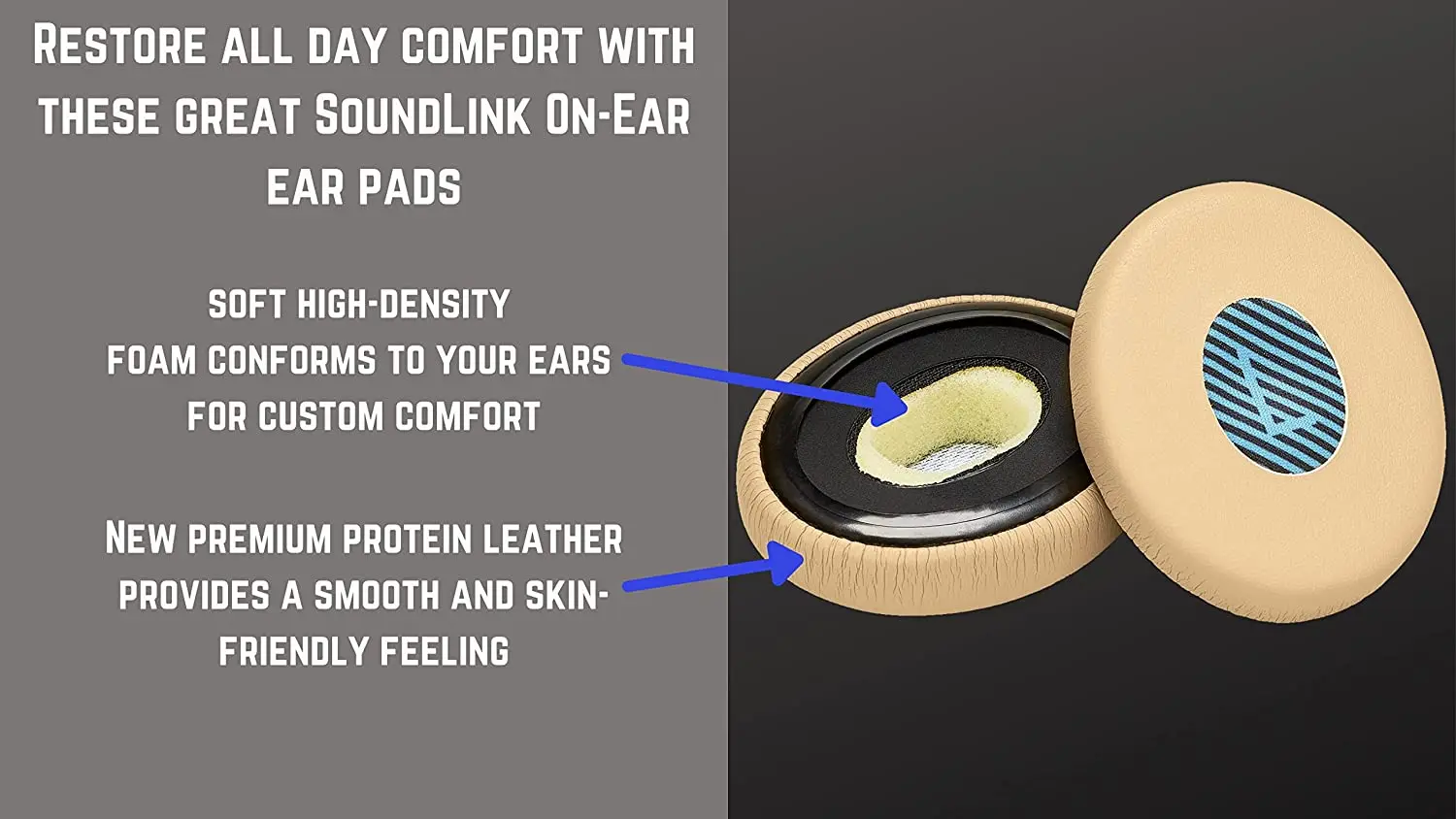 Carberon Сменные амбушюры для Bose SoundLink On-Ear(OE)/SoundTrue On-Ear(OE)/On-Ear 2(OE2) наушники (бежевый)
