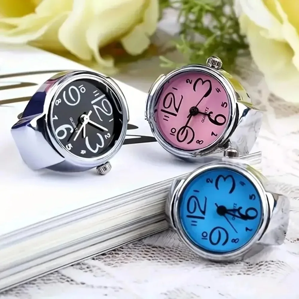 Creative Ring Watch Circular Dial Alloy Case Finger Watch for Men Women Couple, Hot Sale Mini Round Wrist Ring Watch Gift view 5