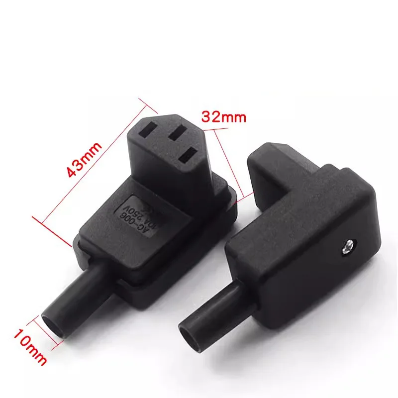 C13-C14 Butt 90-degree elbow three-hole plug AC power socket Welded battery socket male female pair