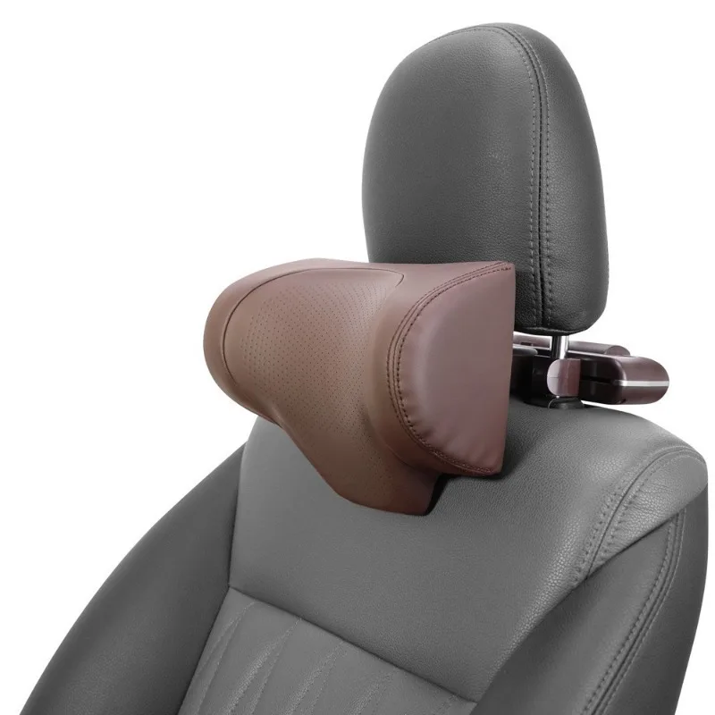 Car headrest, multi-functional adjustment leather pillow, neck pillow memory cotton for main and auxiliary drivers