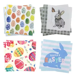 Happy Easter Napkins Decorations Easter Bunny Napkins Easter Eggs Paper Napkins Easter Spring Holiday Decorations Supplies