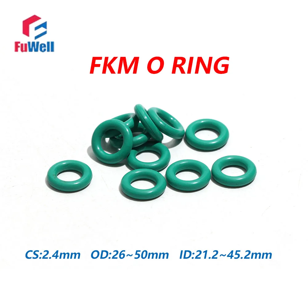 

Fuwell 200 шт. CS 2,4 мм зеленые уплотнительные кольца FKM сальники масляные прокладки шайбы фторкаучук внешний диаметр 26 мм-50 мм для промышленного использования